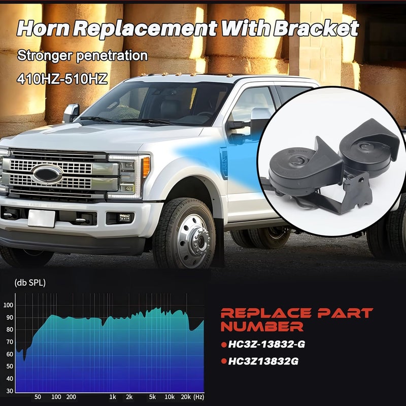 FEIMAOTUI HC3Z-13832-G Horn Replacement With Bracket Compatible with Ford F-250 F-350 Super Duty 2017 2018 2019 2020 2021 2022 Replace HC3Z13832G Dual Horn Assembly Waterproof Snail Horn - Image 2